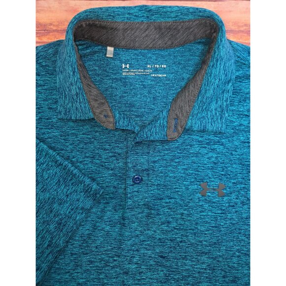 Under Armour Mens HeatGear Blue Polo Shirt XL Loose Fit - Picture 4 of 8